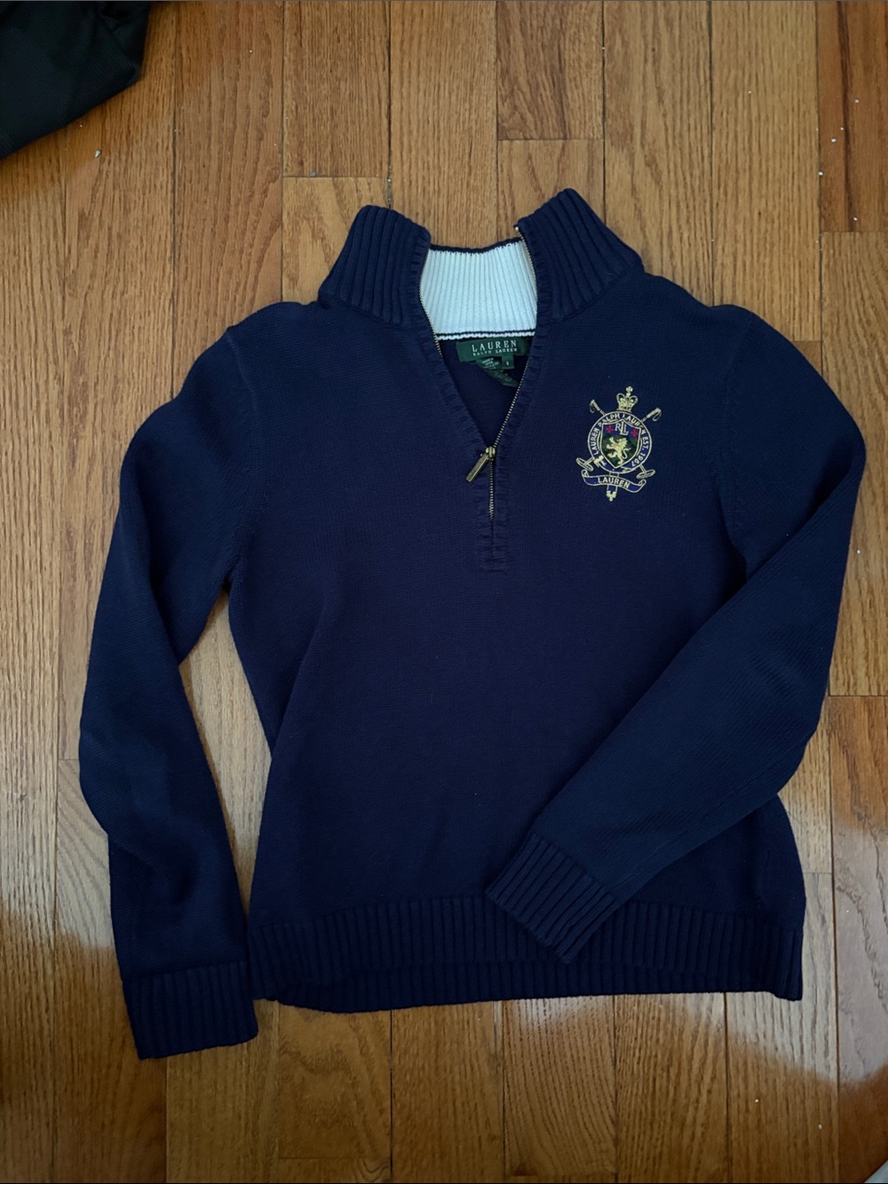 Lauren Ralph Lauren Navy Half-Zip Crest Sweater